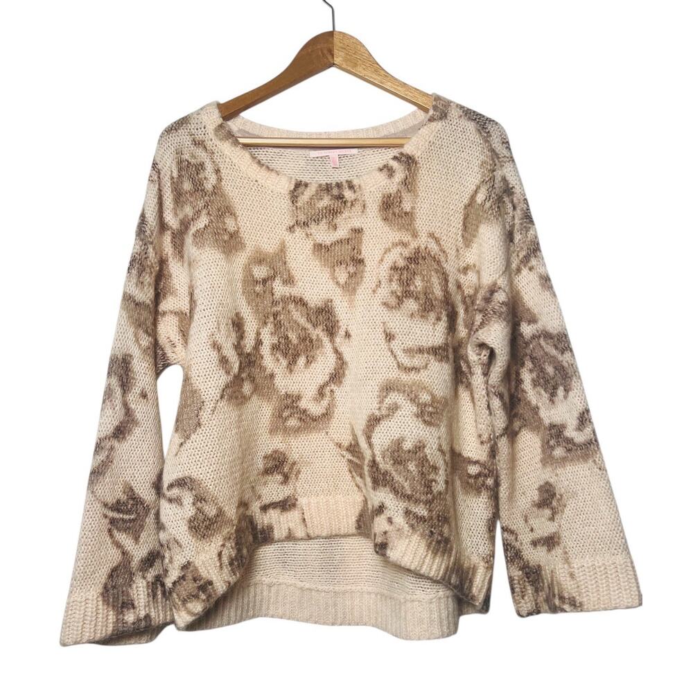 VICTORIA'S SECRET Mohair Wool Blend Floral Oversized Sweater Sz S - Picture 2 of 13